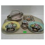 Ceramic Decor, floral baskets, 2 floral wall