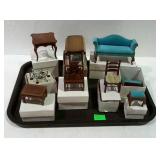 Collection doll house furniture with the boxes,
