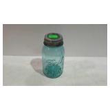 Canning jar - quart size blue glass Ball Perfect