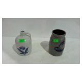 Blue glazed quart size canning jar, & Pfaltzgraff