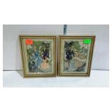 Prints under reverse painted bubble glass - family
