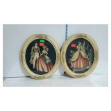 Prints, pair of oval framed - 12 x 14