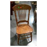 Oak Press back dining chair, spindle high back