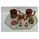 Fox Hunt Mugs, 3 fox figure mugs, and 4 fox