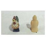 Two ceramic pie birds