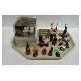Doll house furniture tray lot - table, chairs,
