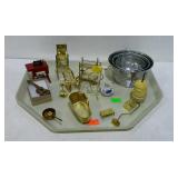 Doll house furniture- mostly metal, bath tub, wash
