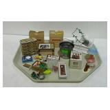 Doll house accessories - TV, radios, buckets, lamp