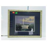 Print - Washington monument & White House scene,