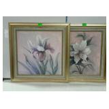 Home decor prints - pair of floral, framed - 19"