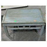 Grain painted accent table with Asian design -