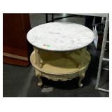 French Prov. Marble top end table with secondary