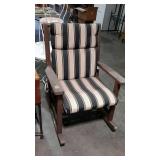 Redwood porch rocker with removable cyshion