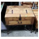 End table chest, again knotty pine with top open
