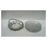 Glass- Five 10.5" sandwich glass plates, and snack