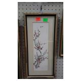 Print - Asian floral scene, framed & matted -