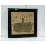 Country craft wall decor - basket scene needlework