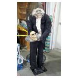Halloween decor - butler with skeleton head and