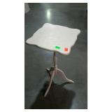 Accent table, painted white with pedestal base -