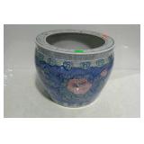 Chinese porcelain fish bowl planter,14dia x 12"