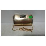 Evening bag with shoulder chain, metal with gold