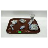 Ceramics- Blue & white Delft shoes, shoe vase, and