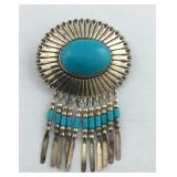 Sterling and turquoise broach