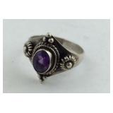 Sterling amethyst ring size 7.5