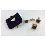 Tie clip and cufflinks