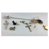Sterling, broaches, sweater clip, pendant  etc