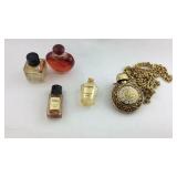 Mini perfume bottles and a perfume bottle