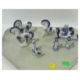Blue & white figurines, hand painted USSR