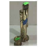 Brass coin bank and stamp holder