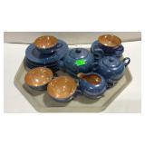 Lustre ware tea set - teapot, creamer, sugar, four
