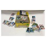 Collection of sports cards, plastic lunch box