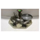 Home Decor aluminum and plated items, bird