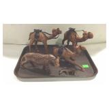 Animal decor figures, wood carved and decor