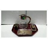 Silver plate- small tray, covered butter dish with