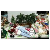 Christmas decor group - lighted artificial trees,