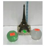 Home decor - two etched glass paperweights, and