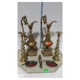 Home decor brass - pair of ewer pitchers, candle