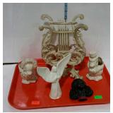 Misc - metal sheet music rack, dog wall plaque,