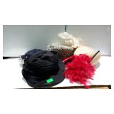 Collection of ladies hats, feather straw type and