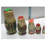 5 pc nest of Santa decor wooden dolls