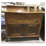 Old Oak Buffet Server, serpentine front top with