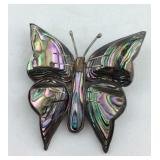 Sterling abalone butterfly broach
