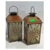 Pair of solar power outdoor candle lanterns- some