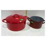 Enamel on cast iron 10" dutch oven, and 7" enamel