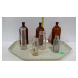 Bottles - 3 Clorox, 1 pint size dairy, 1 Hires