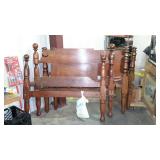 Two old rope beds head boards and footboard only